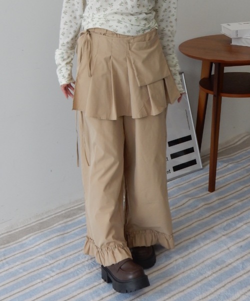 Birthday room(バースデイルーム)の「レイヤードスカートパンツ/layered skirt pants(その他パンツ・レディース・ベージュ/グレー/ブラック・FREE)」の1枚目の写真