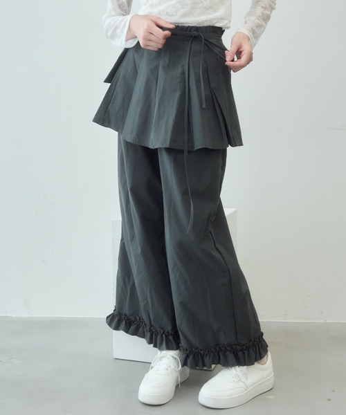 Birthday room(バースデイルーム)の「レイヤードスカートパンツ/layered skirt pants(その他パンツ・レディース・ベージュ/グレー/ブラック・FREE)」の8枚目の写真