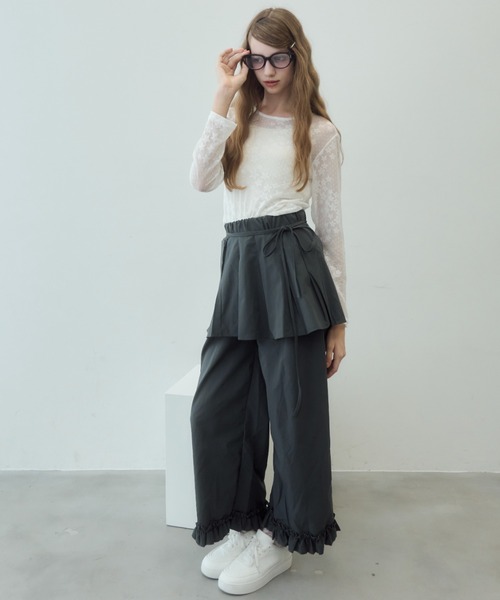 レイヤードスカートパンツ/layered skirt pants（その他パンツ