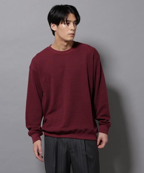 NANO universe（ナノユニバース）の「テックワッフルクルーネックＴシャツ（Tシャツ/カットソー・メンズ・アイボリー/ボルドー/スミクロ・M/L）」の11枚目の写真