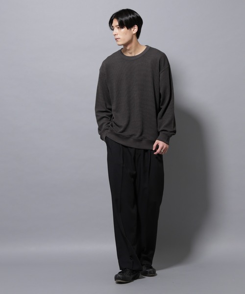 NANO universe（ナノユニバース）の「テックワッフルクルーネックＴシャツ（Tシャツ/カットソー・メンズ・アイボリー/ボルドー/スミクロ・M/L）」の21枚目の写真