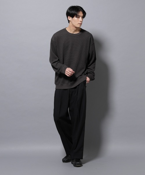 NANO universe（ナノユニバース）の「テックワッフルクルーネックＴシャツ（Tシャツ/カットソー・メンズ・アイボリー/ボルドー/スミクロ・M/L）」の22枚目の写真