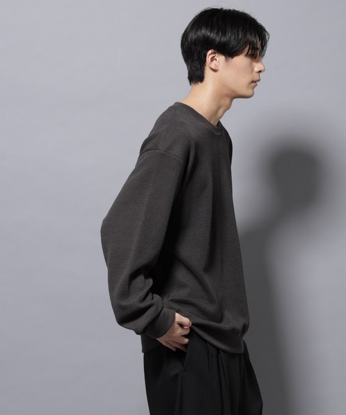 NANO universe（ナノユニバース）の「テックワッフルクルーネックＴシャツ（Tシャツ/カットソー・メンズ・アイボリー/ボルドー/スミクロ・M/L）」の19枚目の写真