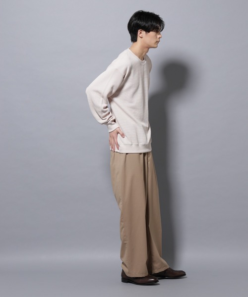 NANO universe（ナノユニバース）の「テックワッフルクルーネックＴシャツ（Tシャツ/カットソー・メンズ・アイボリー/ボルドー/スミクロ・M/L）」の9枚目の写真