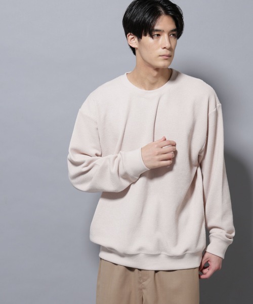 NANO universe（ナノユニバース）の「テックワッフルクルーネックＴシャツ（Tシャツ/カットソー・メンズ・アイボリー/ボルドー/スミクロ・M/L）」の4枚目の写真