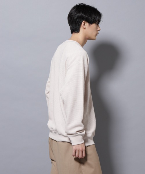 NANO universe（ナノユニバース）の「テックワッフルクルーネックＴシャツ（Tシャツ/カットソー・メンズ・アイボリー/ボルドー/スミクロ・M/L）」の5枚目の写真
