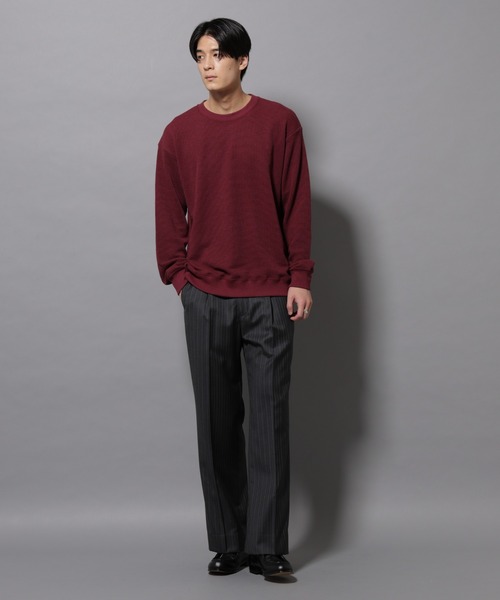 NANO universe（ナノユニバース）の「テックワッフルクルーネックＴシャツ（Tシャツ/カットソー・メンズ・アイボリー/ボルドー/スミクロ・M/L）」の14枚目の写真