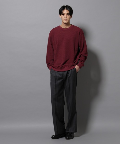 NANO universe（ナノユニバース）の「テックワッフルクルーネックＴシャツ（Tシャツ/カットソー・メンズ・アイボリー/ボルドー/スミクロ・M/L）」の15枚目の写真