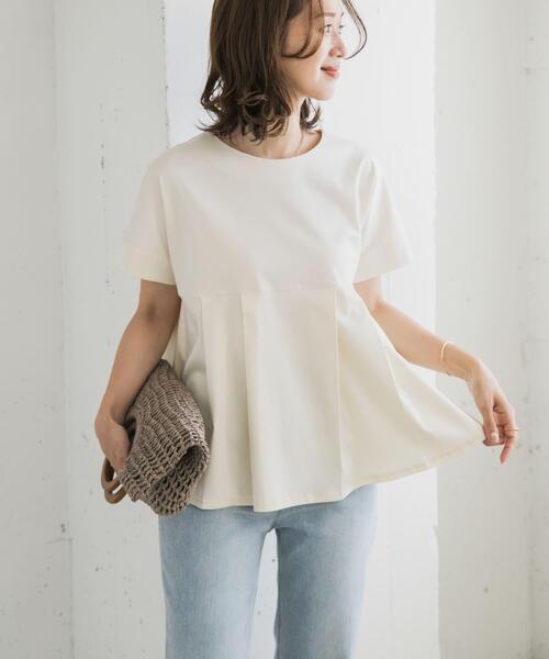 URBAN RESEARCH DOORS（アーバンリサーチドアーズ）の「シルケットコットンウエスト切替プルオーバー（Tシャツ/カットソー・レディース・ブラック/オフホワイト/ブルー・MEDIUM）」の2枚目の写真