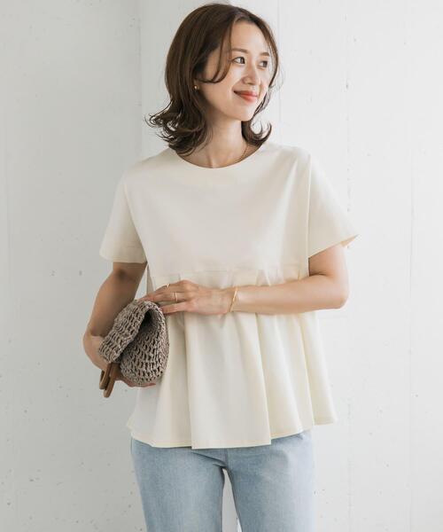 URBAN RESEARCH DOORS（アーバンリサーチドアーズ）の「シルケットコットンウエスト切替プルオーバー（Tシャツ/カットソー・レディース・ブラック/オフホワイト/ブルー・MEDIUM）」の4枚目の写真