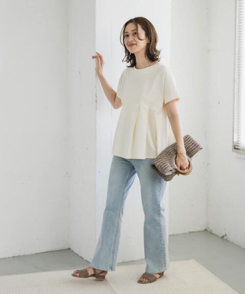 URBAN RESEARCH DOORS（アーバンリサーチドアーズ）の「シルケットコットンウエスト切替プルオーバー（Tシャツ/カットソー・レディース・ブラック/オフホワイト/ブルー・MEDIUM）」の9枚目の写真