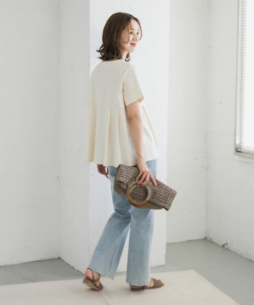 URBAN RESEARCH DOORS（アーバンリサーチドアーズ）の「シルケットコットンウエスト切替プルオーバー（Tシャツ/カットソー・レディース・ブラック/オフホワイト/ブルー・MEDIUM）」の10枚目の写真