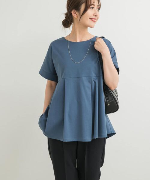 URBAN RESEARCH DOORS（アーバンリサーチドアーズ）の「シルケットコットンウエスト切替プルオーバー（Tシャツ/カットソー・レディース・ブラック/オフホワイト/ブルー・MEDIUM）」の14枚目の写真