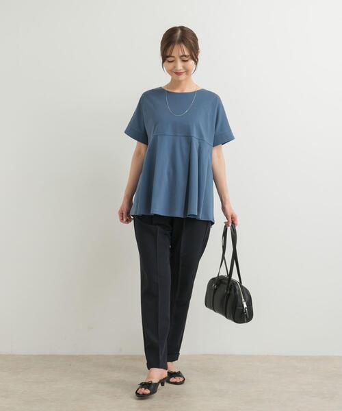 URBAN RESEARCH DOORS（アーバンリサーチドアーズ）の「シルケットコットンウエスト切替プルオーバー（Tシャツ/カットソー・レディース・ブラック/オフホワイト/ブルー・MEDIUM）」の20枚目の写真