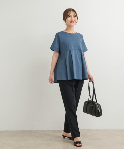 URBAN RESEARCH DOORS（アーバンリサーチドアーズ）の「シルケットコットンウエスト切替プルオーバー（Tシャツ/カットソー・レディース・ブラック/オフホワイト/ブルー・MEDIUM）」の21枚目の写真