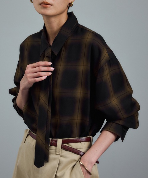 セール】Shuttlenotesオンブレチェックネクタイシャツ（シャツ