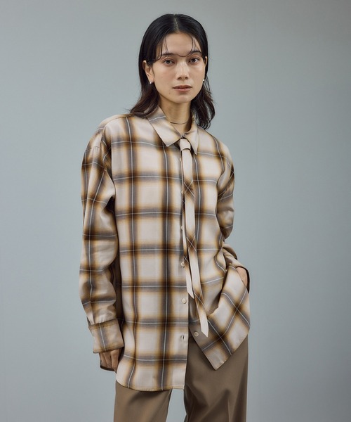 セール】Shuttlenotesオンブレチェックネクタイシャツ（シャツ