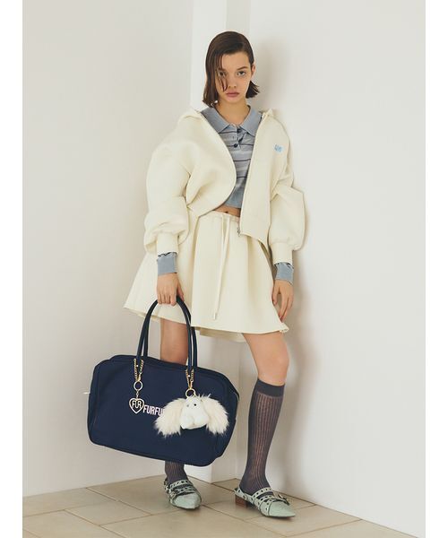 FURFUR（ファーファー）の「【WEB・一部店舗限定カラー】ロゴ刺繍ジップアップフーディー（パーカー・レディース・アイボリー/サックスブルー/グレー/ネイビー・F）」の8枚目の写真