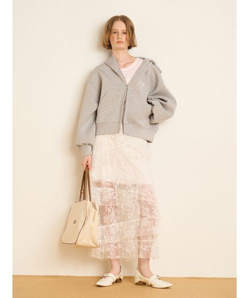 FURFUR（ファーファー）の「【WEB・一部店舗限定カラー】ロゴ刺繍ジップアップフーディー（パーカー・レディース・アイボリー/サックスブルー/グレー/ネイビー・F）」の13枚目の写真