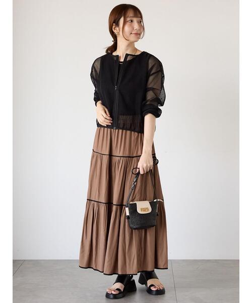 Te chichi TERRASSE(テチチテラス)の「ワッフルクルーネックタンクトップ(タンクトップ・レディース・オフホワイト/ブラック/ベージュ・F)」の17枚目の写真