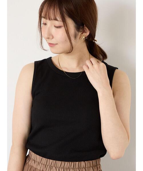 Te chichi TERRASSE(テチチテラス)の「ワッフルクルーネックタンクトップ(タンクトップ・レディース・オフホワイト/ブラック/ベージュ・F)」の18枚目の写真
