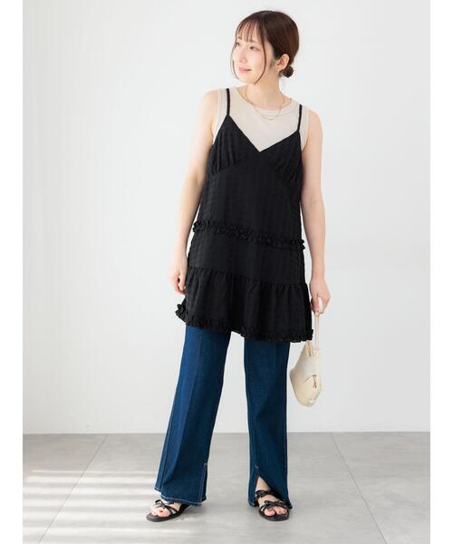 Te chichi TERRASSE(テチチテラス)の「ワッフルクルーネックタンクトップ(タンクトップ・レディース・オフホワイト/ブラック/ベージュ・F)」の20枚目の写真