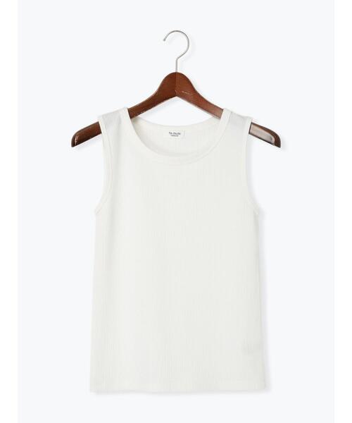Te chichi TERRASSE(テチチテラス)の「ワッフルクルーネックタンクトップ(タンクトップ・レディース・オフホワイト/ブラック/ベージュ・F)」の5枚目の写真