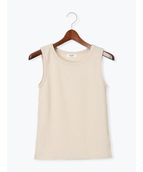 Te chichi TERRASSE(テチチテラス)の「ワッフルクルーネックタンクトップ(タンクトップ・レディース・オフホワイト/ブラック/ベージュ・F)」の7枚目の写真
