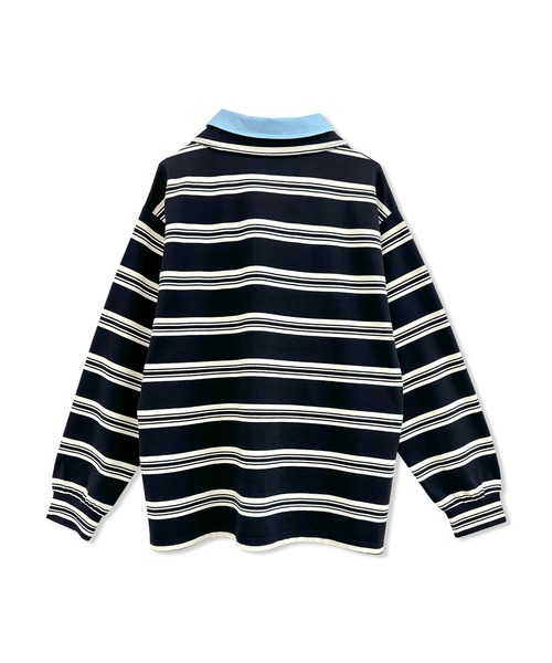 ANDGEEBEE（アンジービー）の「UNISEX ボーダーポロロンT（ポロシャツ・レディース・ブラック/ボルドー・FREE）」の9枚目の写真