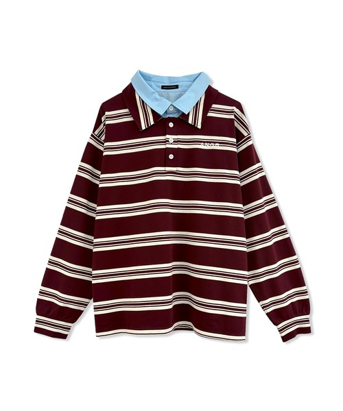 ANDGEEBEE（アンジービー）の「UNISEX ボーダーポロロンT（ポロシャツ・レディース・ブラック/ボルドー・FREE）」の17枚目の写真