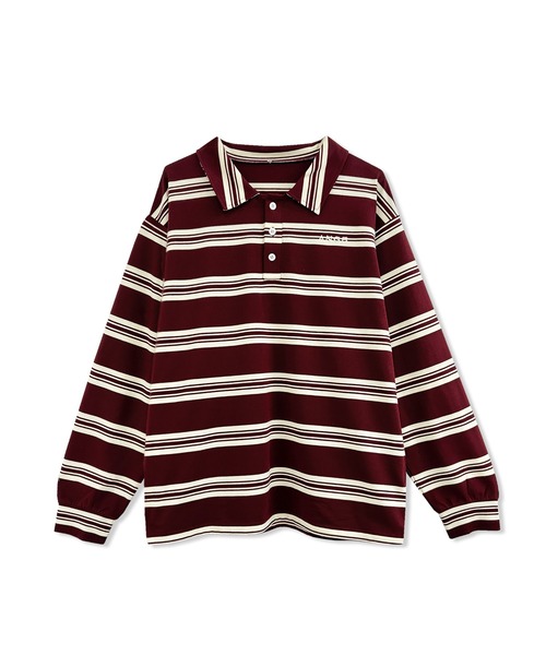 ANDGEEBEE（アンジービー）の「UNISEX ボーダーポロロンT（ポロシャツ・レディース・ブラック/ボルドー・FREE）」の19枚目の写真