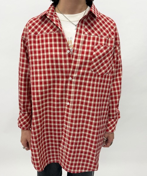 DOUBLE NAME（ダブルネーム）の「ギンガムチェックBACK刺しゅうチュニックシャツ（シャツ/ブラウス・レディース・レッド/ブラック・FREE）」の8枚目の写真
