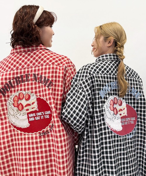 DOUBLE NAME（ダブルネーム）の「ギンガムチェックBACK刺しゅうチュニックシャツ（シャツ/ブラウス・レディース・レッド/ブラック・FREE）」の10枚目の写真