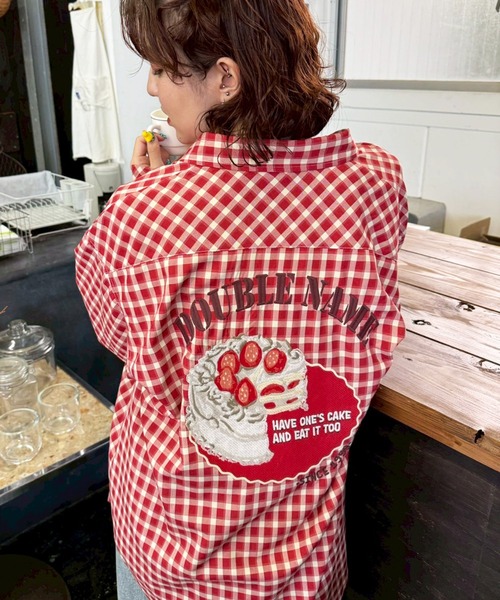 DOUBLE NAME（ダブルネーム）の「ギンガムチェックBACK刺しゅうチュニックシャツ（シャツ/ブラウス・レディース・レッド/ブラック・FREE）」の21枚目の写真