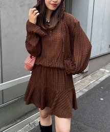 【2サイズ展開】ウエストゴムフリルフーディー
