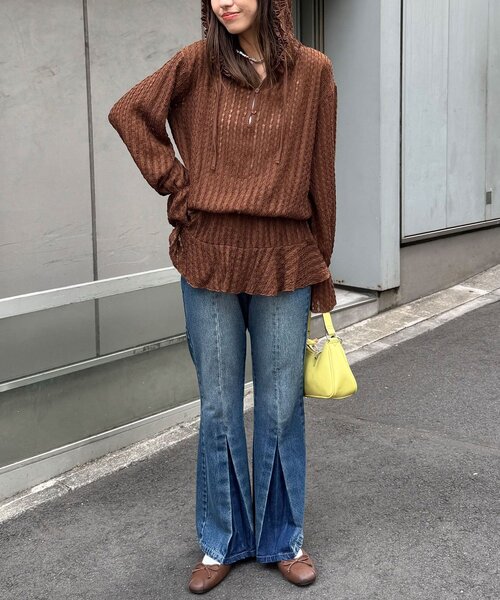 CIAOPANIC（チャオパニック）の「【2サイズ展開】ウエストゴムフリルフーディー（Tシャツ/カットソー・レディース・ブラウン/ブラック/アイボリー・0/1）」の11枚目の写真