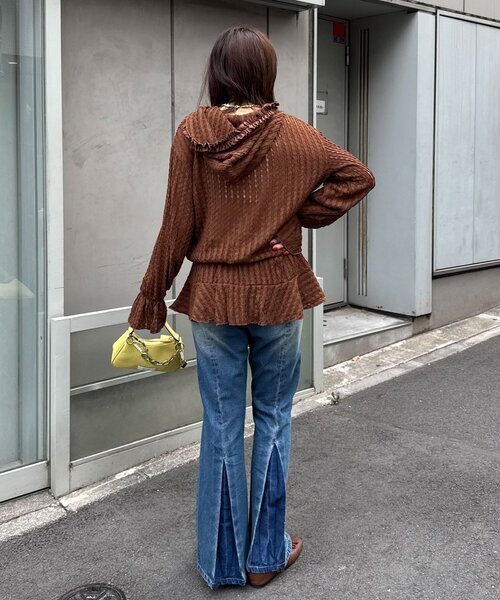 CIAOPANIC（チャオパニック）の「【2サイズ展開】ウエストゴムフリルフーディー（Tシャツ/カットソー・レディース・ブラウン/ブラック/アイボリー・0/1）」の13枚目の写真