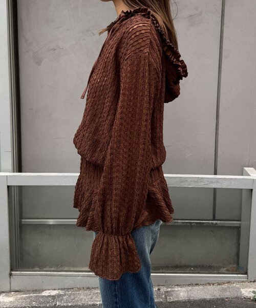 CIAOPANIC（チャオパニック）の「【2サイズ展開】ウエストゴムフリルフーディー（Tシャツ/カットソー・レディース・ブラウン/ブラック/アイボリー・0/1）」の15枚目の写真