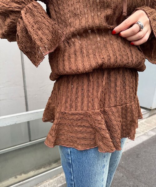 CIAOPANIC（チャオパニック）の「【2サイズ展開】ウエストゴムフリルフーディー（Tシャツ/カットソー・レディース・ブラウン/ブラック/アイボリー・0/1）」の18枚目の写真