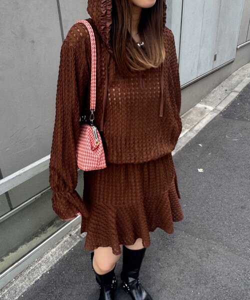 CIAOPANIC（チャオパニック）の「【2サイズ展開】ウエストゴムフリルフーディー（Tシャツ/カットソー・レディース・ブラウン/ブラック/アイボリー・0/1）」の21枚目の写真