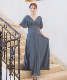 Retica（レティカ）の「パーティードレス半袖レースウエストマーク胸元プリーツ結婚式（ドレス）」