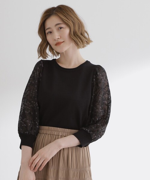 grove(グローブ)の「【二の腕カバー】繊細さと上品さをまとう袖刺繍プルオーバーニット(ニット/セーター・レディース・ピンク系その他/ブラック/グリーン系/オフホワイト・03/02/01/04/05)」の3枚目の写真