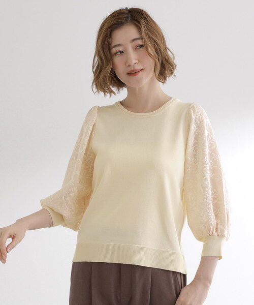 grove(グローブ)の「【二の腕カバー】繊細さと上品さをまとう袖刺繍プルオーバーニット(ニット/セーター・レディース・ピンク系その他/ブラック/グリーン系/オフホワイト・03/02/01/04/05)」の8枚目の写真