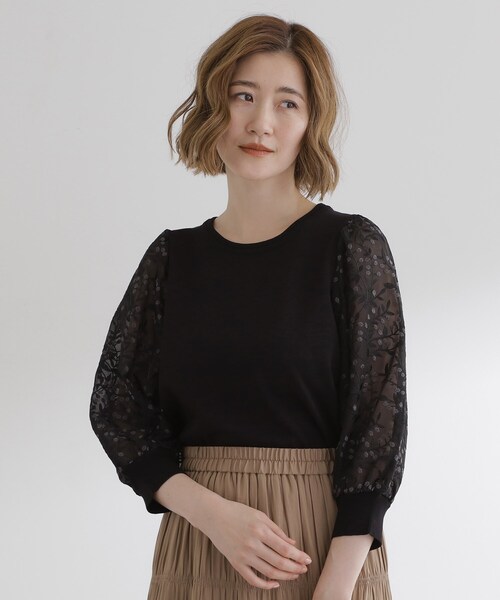 grove(グローブ)の「【二の腕カバー】繊細さと上品さをまとう袖刺繍プルオーバーニット(ニット/セーター・レディース・ピンク系その他/ブラック/グリーン系/オフホワイト・03/02/01/04/05)」の12枚目の写真