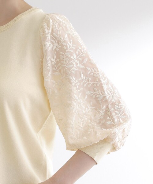 grove(グローブ)の「【二の腕カバー】繊細さと上品さをまとう袖刺繍プルオーバーニット(ニット/セーター・レディース・ピンク系その他/ブラック/グリーン系/オフホワイト・03/02/01/04/05)」の6枚目の写真