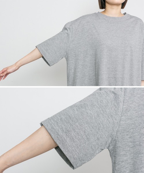 RCD（アールシーディー）の「サイドスリット チュニック ワンピース（Tシャツ/カットソー・レディース・ライトベージュ/ホワイト/ブラック/杢グレー・4L～5L/M-L/LL～3L）」の9枚目の写真
