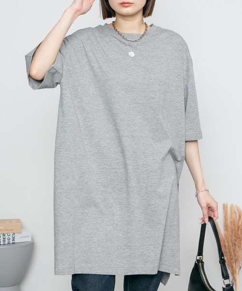RCD（アールシーディー）の「サイドスリット チュニック ワンピース（Tシャツ/カットソー・レディース・ライトベージュ/ホワイト/ブラック/杢グレー・4L～5L/M-L/LL～3L）」の17枚目の写真