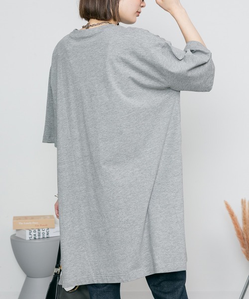 RCD（アールシーディー）の「サイドスリット チュニック ワンピース（Tシャツ/カットソー・レディース・ライトベージュ/ホワイト/ブラック/杢グレー・4L～5L/M-L/LL～3L）」の18枚目の写真