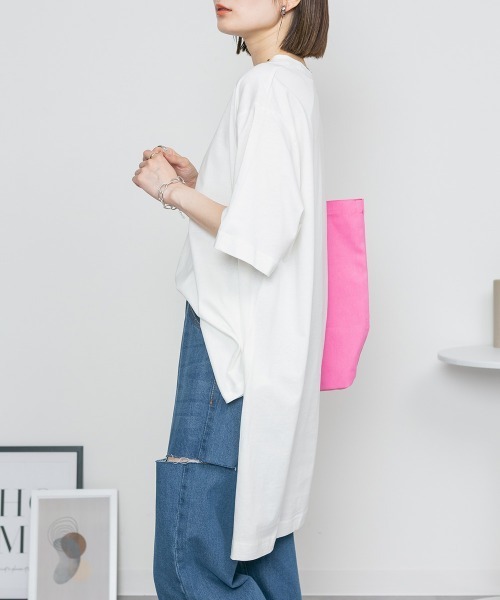 RCD（アールシーディー）の「サイドスリット チュニック ワンピース（Tシャツ/カットソー・レディース・ライトベージュ/ホワイト/ブラック/杢グレー・4L～5L/M-L/LL～3L）」の11枚目の写真