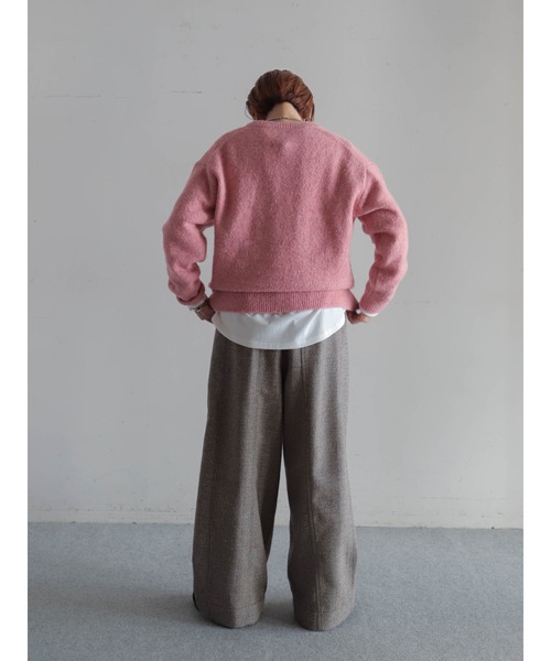 FIL DE FER（フィルデフェール）の「アルパカ混ソフトスラブ　ヘンリーネックP/O（ニット/セーター・レディース・チャコールグレー/ピンク・FREE）」の7枚目の写真